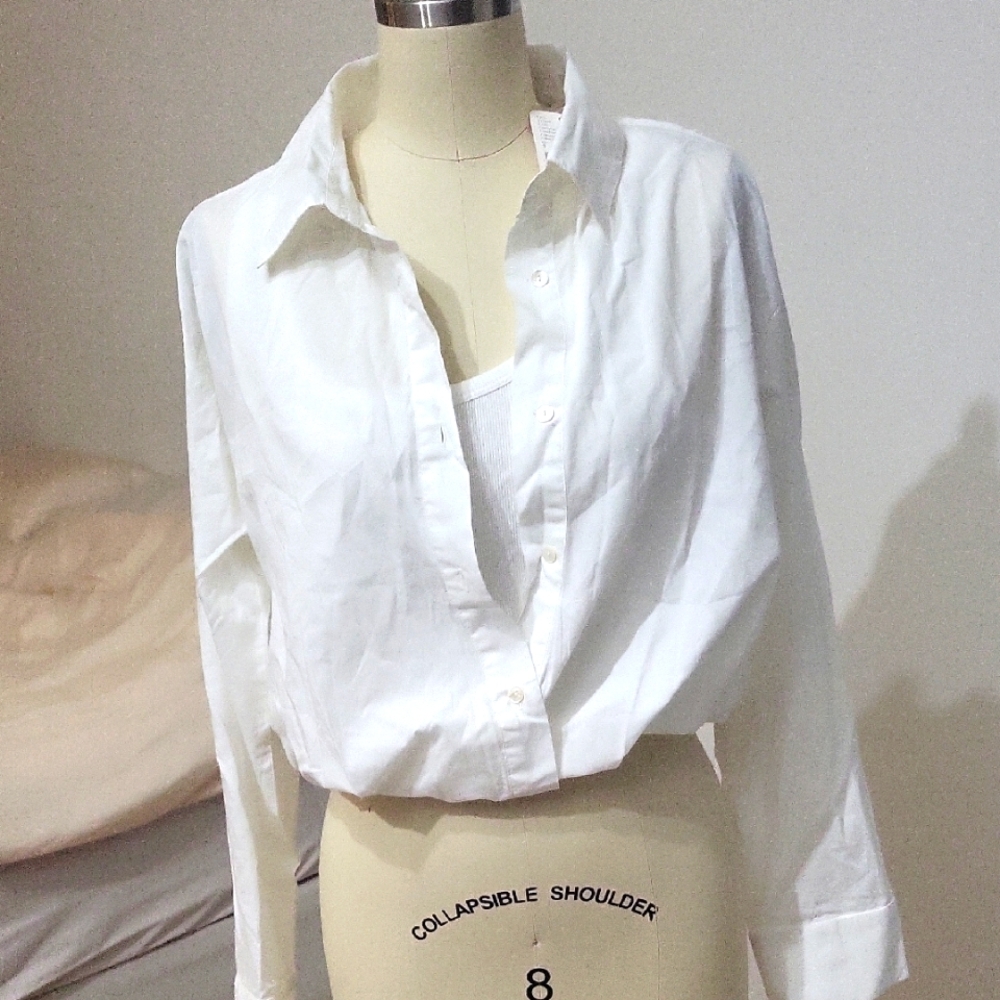 Classic Free People White Button-Up Shirt With Built In Cami !